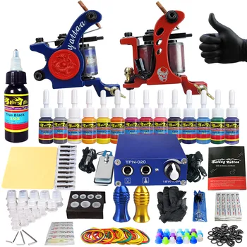 

Stigma Tattoo Sets Machine for Liner Shader Clip Cord 2 Guns New Arrival Kit Light Practice Skin 14 Color Ink Sigment TK203-35
