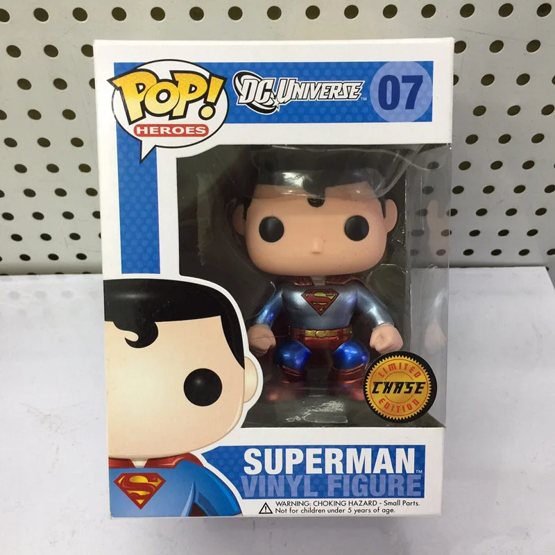 Exclusive FUNKO POP Official DC Comics: Heroes Superman Chase Metallic Variant #07 Vinyl Action Fig