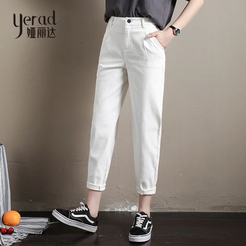 

YERAD Summer New High Waist Harem Pants Women Loose Casual Ankle Length Solid Trousers