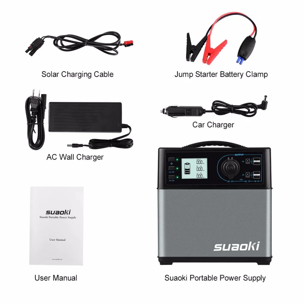 

Suaoki 400Wh Power Bank Solar Power Supply AC&DC Inverters Cigarette Lighter Socket For Electronic Devices And Jump Starter Car