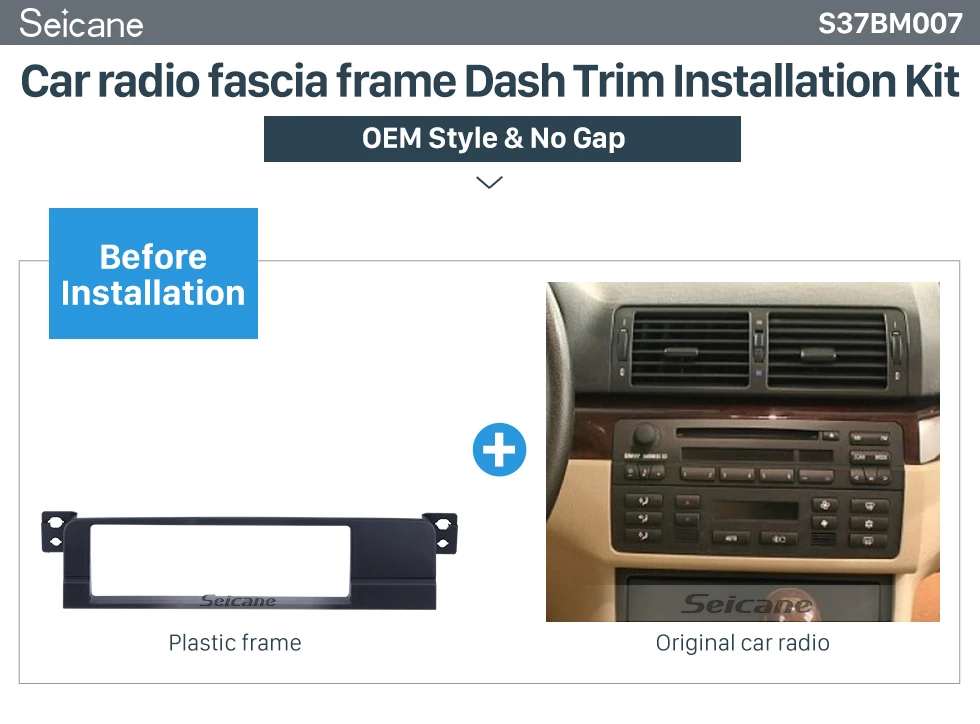 Seicane High quality One DIN 2003-2005 BMW 3 E46 Car Radio Fascia Dash Panel Stereo Frame DVD Player Trim Refitting Kit