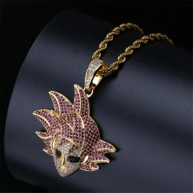 

Bling Dragon Ball Super Iced Out CZ Gold Silver Color Pendant & Necklace For Men Women Hip Hop Jewelry Charms Dropshipping