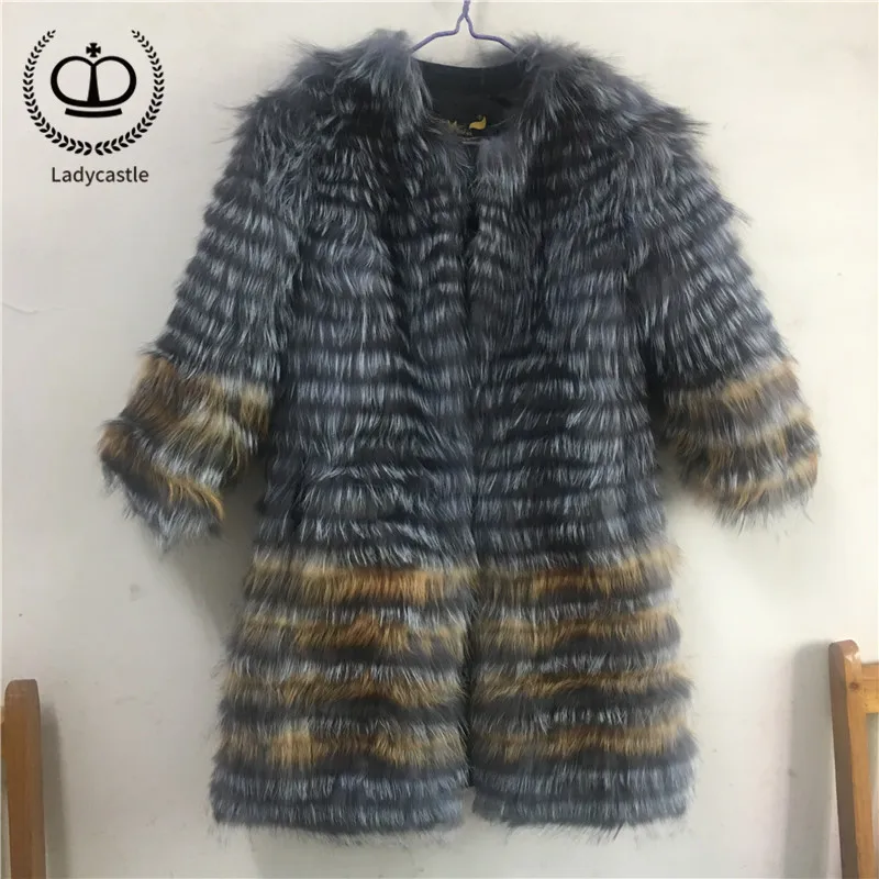 Best 2018 New Real Sliver Fox Fur Coat With O-Neck Collar Long Jacket Big Size For Women Down Fox Fur Coat From Natural Winter FC-044 21