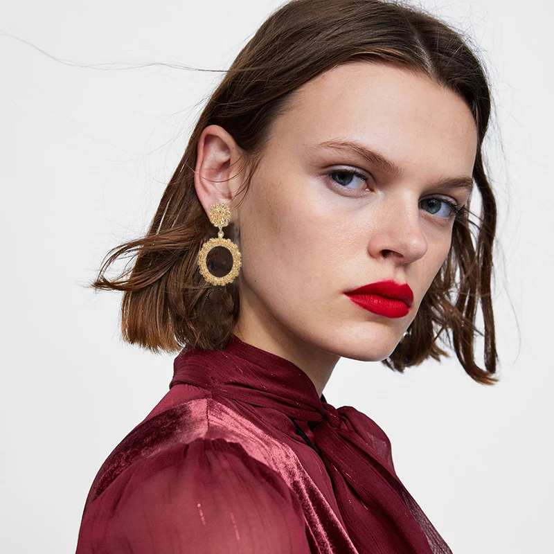 

Geometric Earrings Statement Jewelry Silver Gold Metal Earrings For Women Indian Bijoux Brincos Bohemian Boho Round Earrings