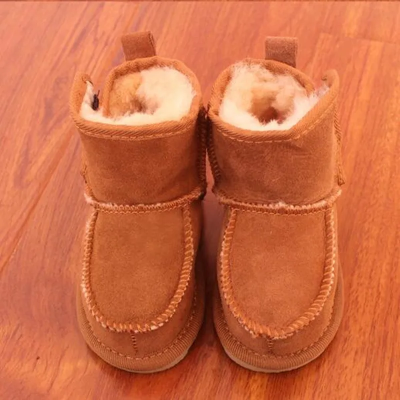 Brand Real Goat Fur Baby Boy Winter Snow Boots Kids Girls Ugly Boots Shoes Children Geanuine