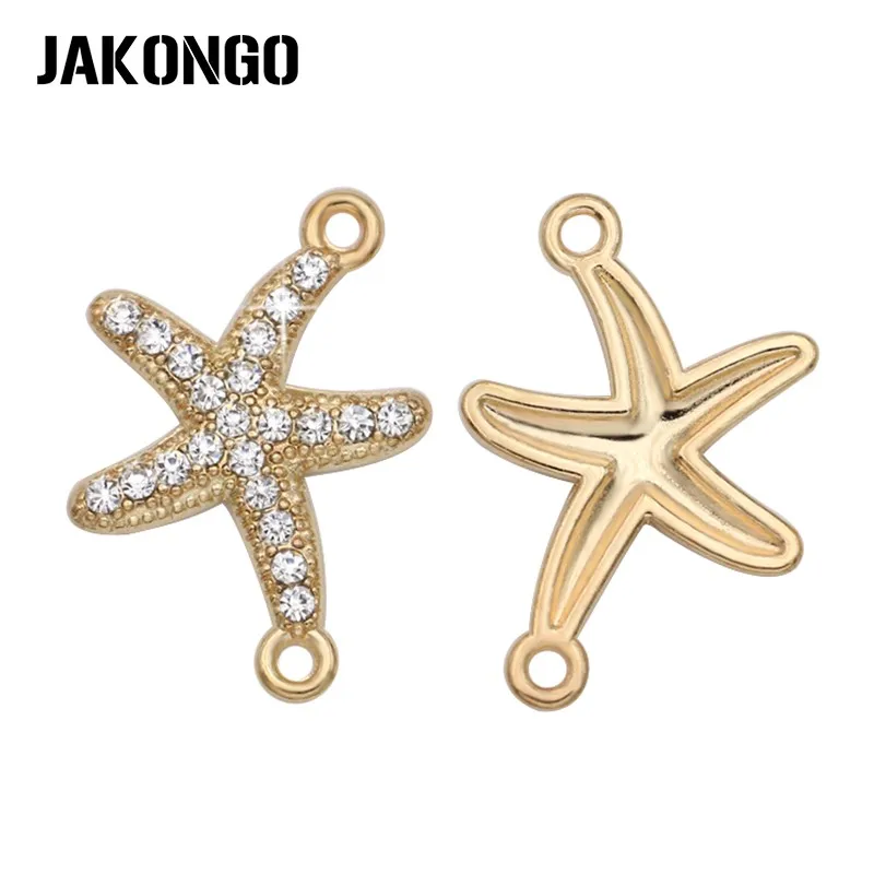 

JAKONGO Gold Color Crystal Starfish Connectors for Jewelry Making Bracelet Findings Accessories DIY Craft 23x16mm