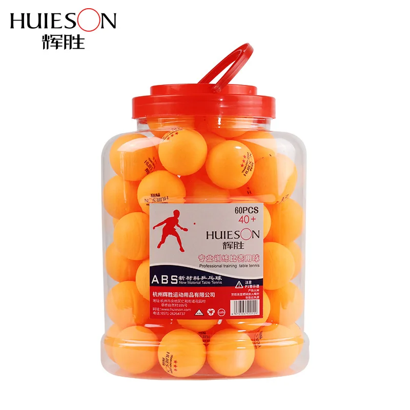 HUIESON 60 قطعة/دلو المهنية 3 نجمة تنس طاولة كرات D40 + mm 2.8g جديد المواد ABS البلاستيك كرة بينغ بونغ الكبار التدريب