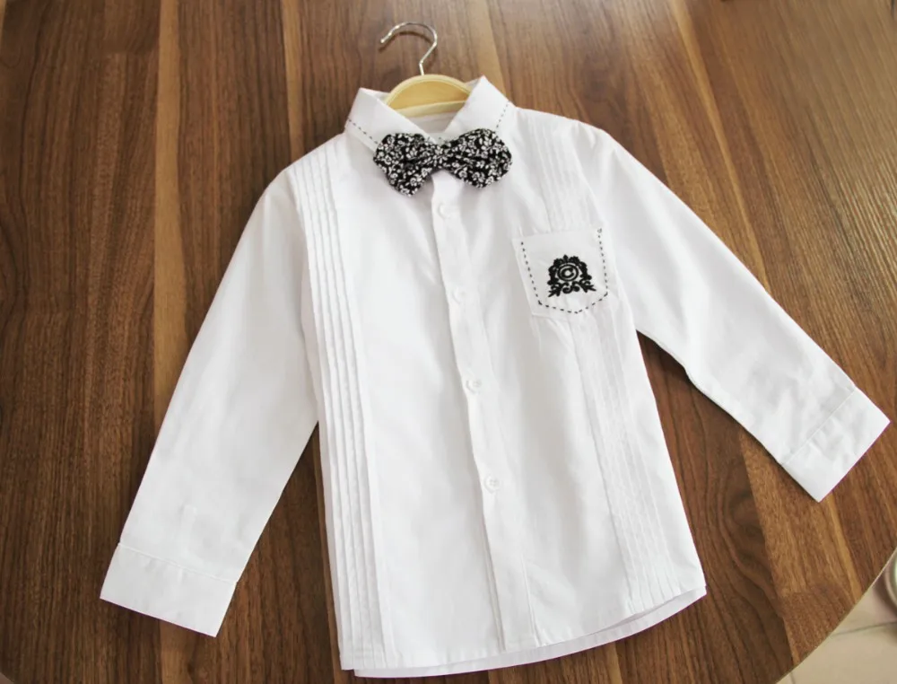 Новые весенние рубашки для мальчиков белые рубашки из чистого хлопка Детская форма рубашка для школьная форма для мальчиков Удобная впитывающая пот