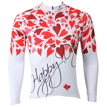 Счастливый День красные сердца лепестки Для мужчин с длинным рукавом Велоспорт Джерси полиэстер велосипед/Велосипедный Спорт Рубашки для мальчиков белый Велосипедная форма Размеры S-6XL