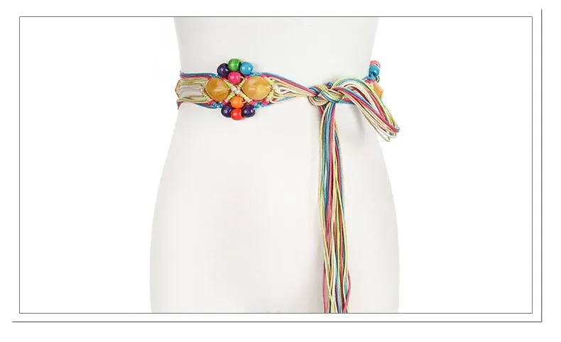 Чешского плетение с поясом в виде веревки для Для женщин Бохо ручной работы личности бисер леди Креативный дизайн талии пояс Cinturon Mujer BZ52