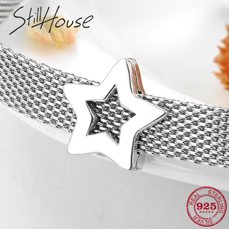 

Hot sale hollow out Stars clips beads 925 Sterling Silver charms Fit Original reflection Charm Bracelet Fashion DIY Jewelry
