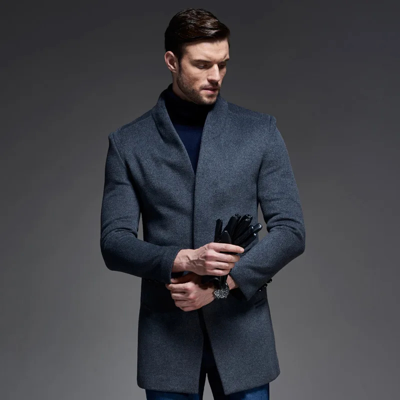 Winter Wool Coat Men Slim Fit Jacket Mens Fashion Outerwear Warm Male ...