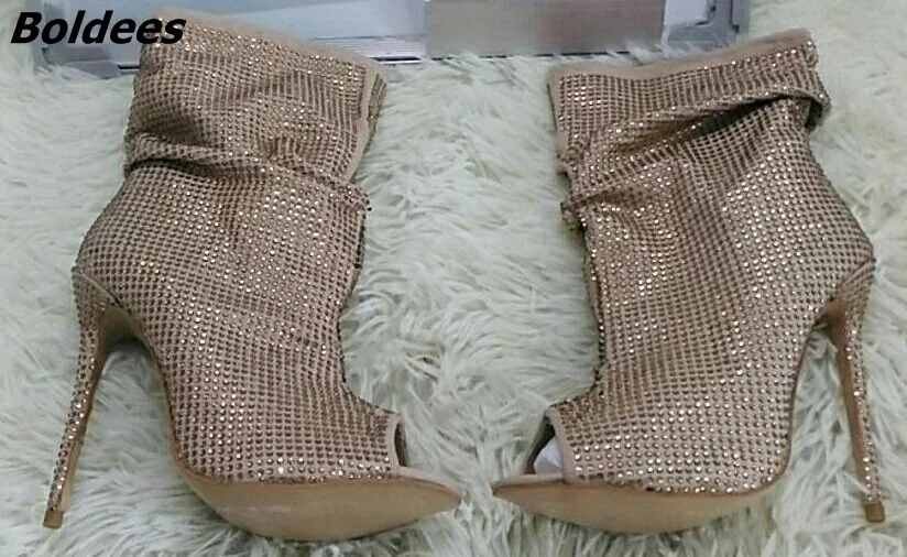 Luxury-Women-Bling-Bling-Crystal-Ankle-Boots-Open-Toe-Stiletto-Heels-Ankle-Boots-Shining-Diamond-Gold