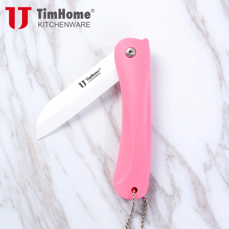 Timhome 3," дюймовый кемпинг складной Керамика Ножи складной Ножи для путешествий - Цвет: Pink