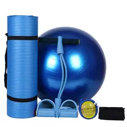 Йога набор из 4 шт. 10 мм Нескользящие Коврики для йоги для Фитнес Пилатес упражнения коврики + 65 см Йога мячи для фитнеса + 1 * ноги Упругий