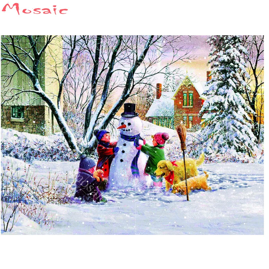 

Full Square 5D DIY Diamond Painting"snowman"diamond Embroidery Winter scenery Cross Stitch Rhinestone Mosaic,house Decor