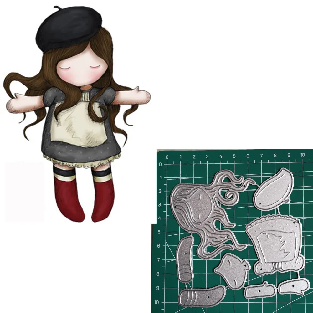 

Metal Cutting Dies Little doll Thinking 2019 Scrapbooking Craft Dies Cut Stamps Embossing Stencils Invitation Card