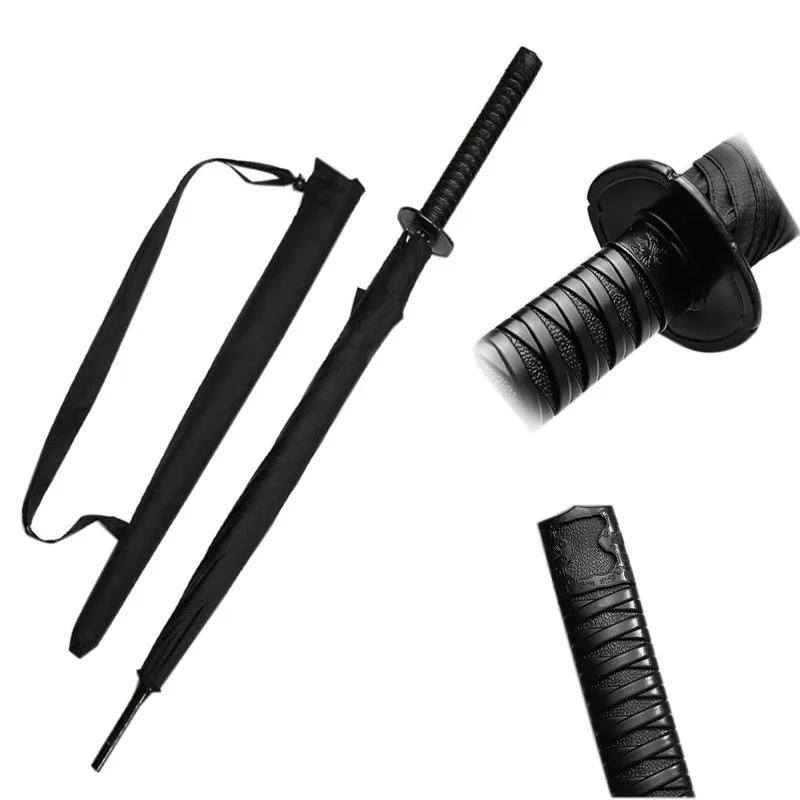 8K Creative Japanese Long Handle Large Windproof Samurai Sword Umbrella Japan Ninja Sun Umbrella Straight Open sun umbrella