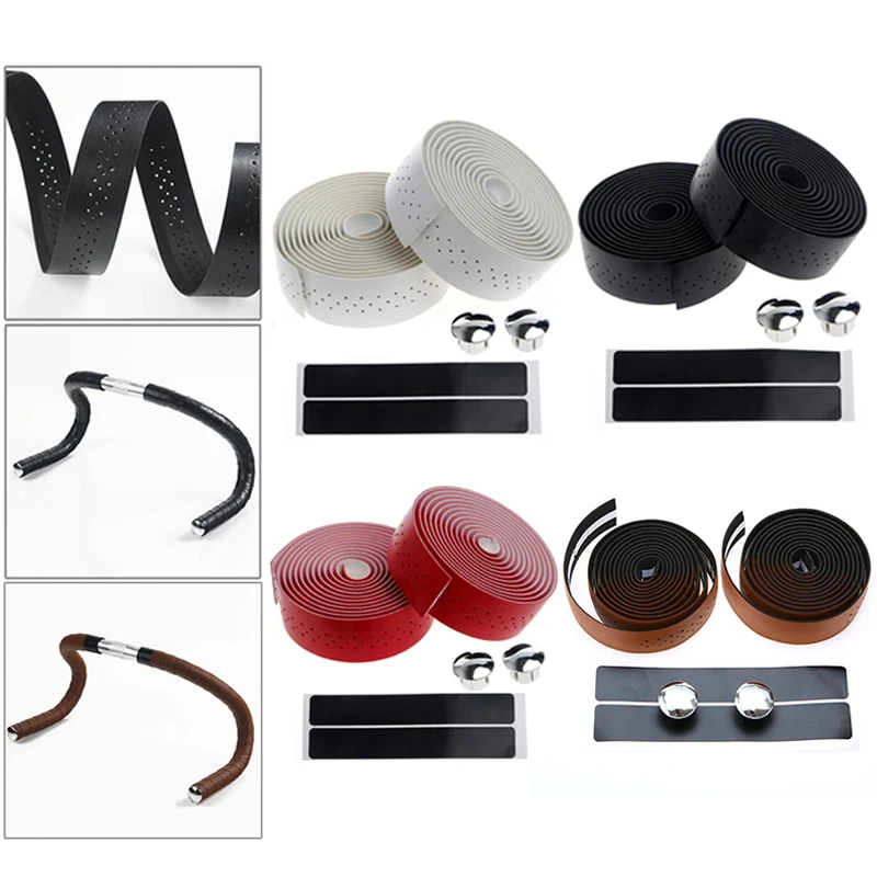 2Pcs Bike Bicycle Handlebar Tape Cycling Road Bike Sports Handlebar Tape Luxury Faux Leather Bar Tape Mountain Fixed Gear Belt