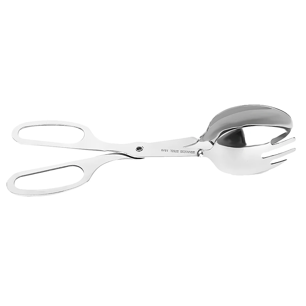 Stainless Steel Salad Tongs Egg Clip Kitchen Tool Serving Spoon Fork