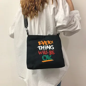 

Women's Versatile Shoulder Bags 2019 Colorful Letter Soft Canvas Bags for Ladies Fashion Zipper Messenger crossbody Bags