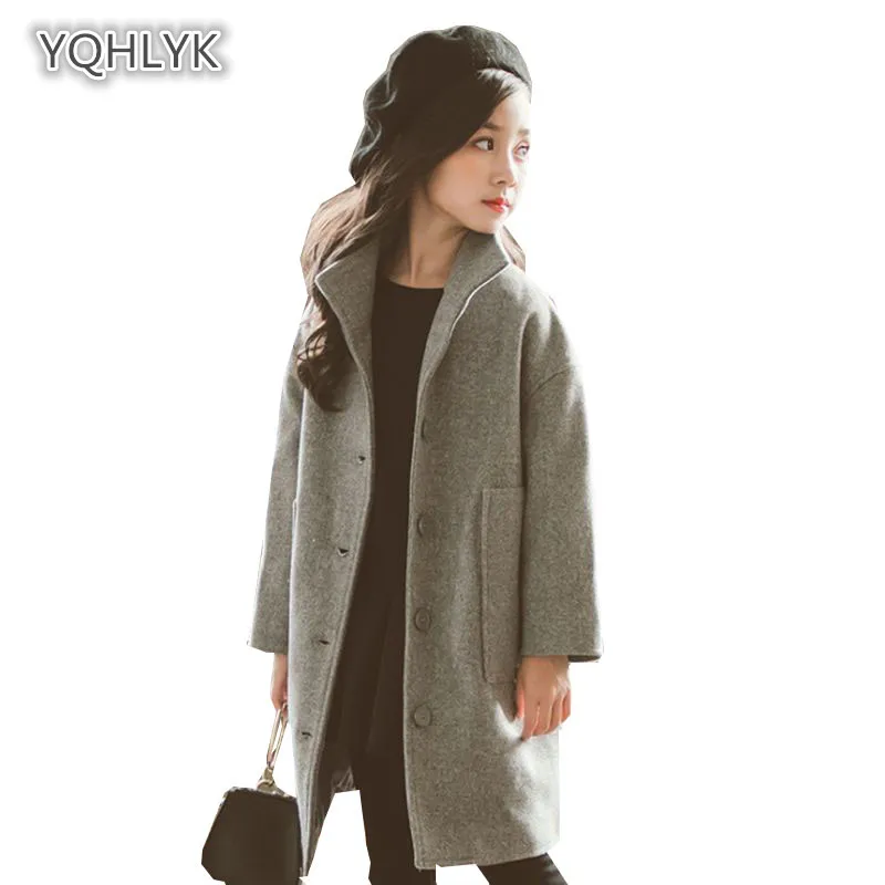 

Mother daughter autumn winter woolen coat family matching stand collar windbreaker thicken mother kids long family coat