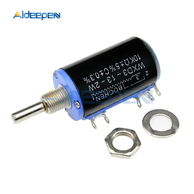 

1Pcs WXD3-13-2W 10K ohm WXD3-13 2W Rotary Side Rotary Multi-Turn Multiturn Wirewound Linear Precision Potentiometer Black