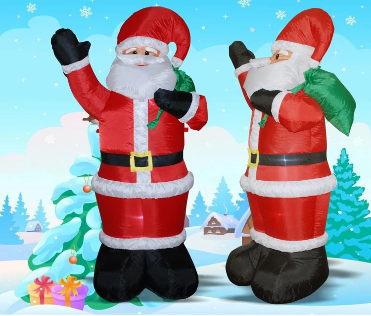 

6FT LED Lights Inflatable Santa Claus With Hang Bag Yard Christmas Decoration