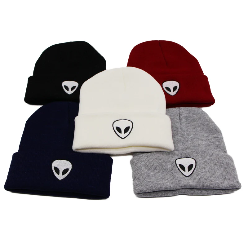 Fashion Alien Embroidery Knitted Hat Winter Women Men Solid Skullies Warm Knitting Hat Unisex Skull Hip-Hop Knit Caps CP0161 (7)