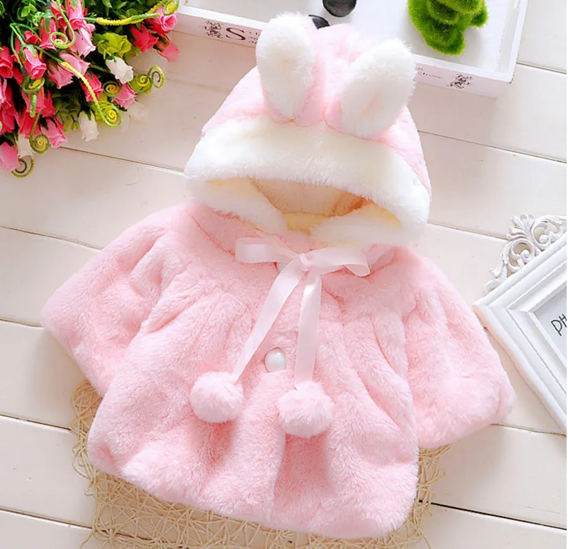 Новое поступление, Детская шаль с милым Кроликом, бархатный плащ, весна-осень-зима, Детские плотные теплые пальто куртки для девочек От 0 до 2 лет