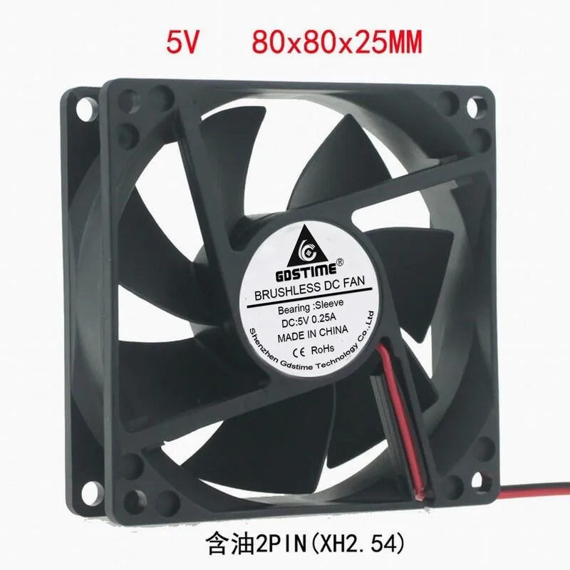

DC 5V 12V 24V 2pin Brushless Cooling Fan 8CM 80X80X25 8cm 80mm Cabinet Power Supply sleeve bearing