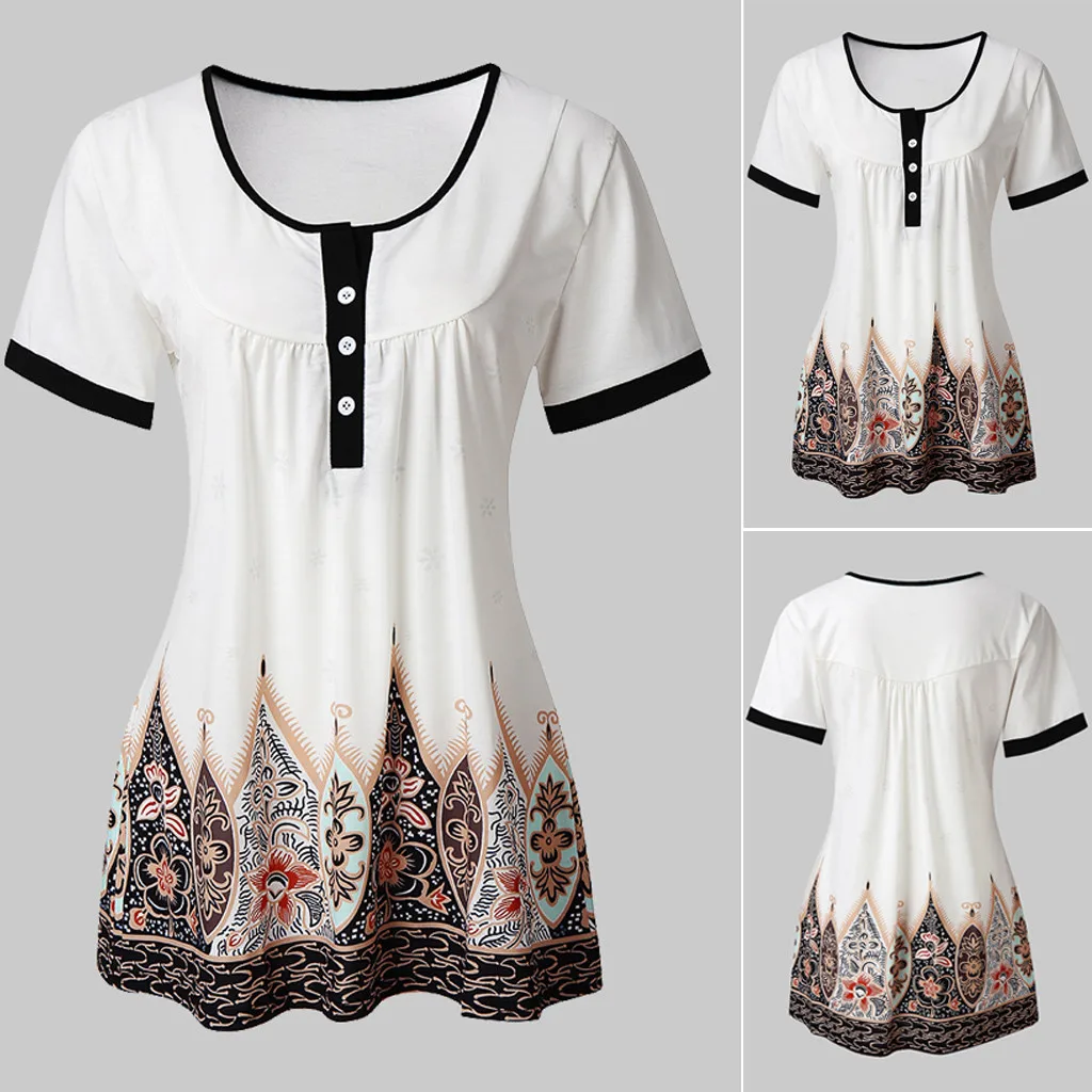 Женская блузка Футболка 2019 Новая мода для женщин Большие размеры Piinted на