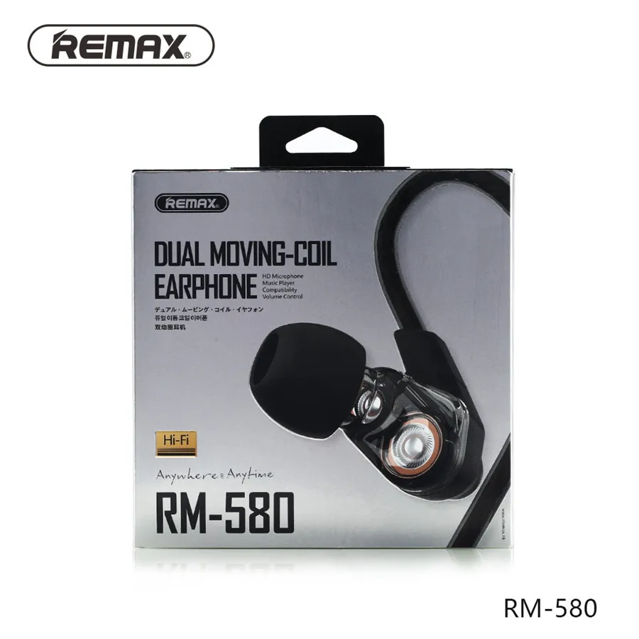 

REMAX Dual Moving-Coil HiFi Wire Earphone Stereo Super Sound Headphones with Mic for iPhone Android Smartphone