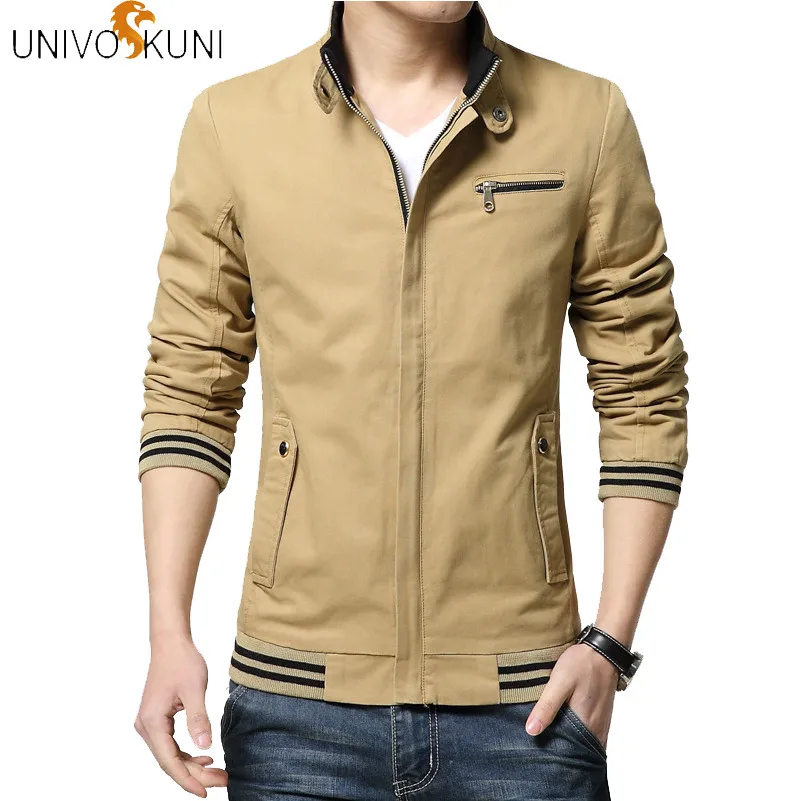 

UNIVOS KUNI New Fashion Men Clothing Fit Slim Longsleeve Cotton Coat Zipper Leisure Solid Jacket Button Casual Male Coats Q566
