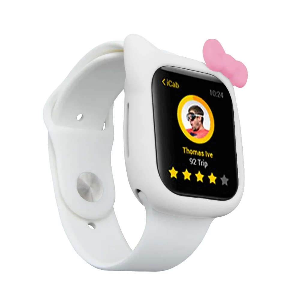 Силиконовый чехол из ТПУ с котом для Apple Watch Series 4, 3, 2, 1, кожаная симпатичная повязка для iWatch 38, 42, 40, 44 мм, для девочек