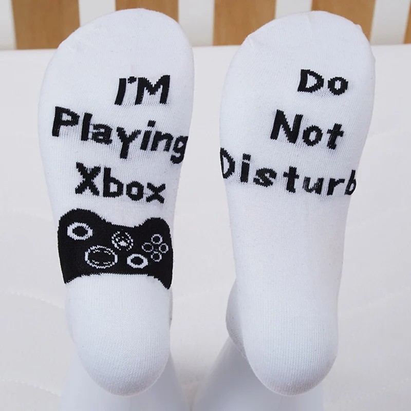 Осень-зима арт забавные носки для экипажа "не беспокоить", я игры Xbox Для мужчин Для женщин носки подарок для FO. Игровая приставка для влюбленных - Цвет: WT