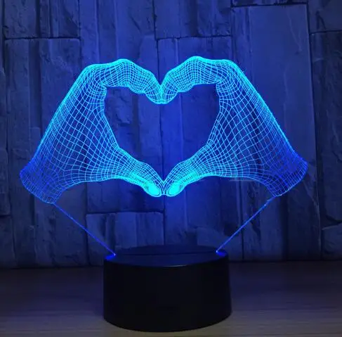 3D Оптическая иллюзия I Love You знак Язык светодиодный стол ночной Светильник USB романтический подарок на день Святого Валентина украшения жеста рукой лампа - Испускаемый цвет: Hand 5