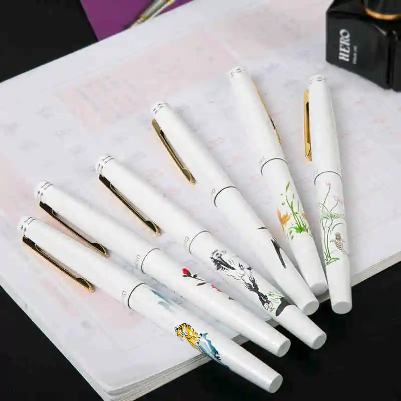 

1Pcs/Lot Hero 343 Smooth Metal Fountain Pen Accounting Special Pens Writing Stationery for Student Free Shipping