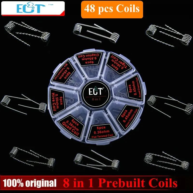 

8 in 1 Alien Fused Tiger Clapton Coil Mix Twisted Flat Twisted Hive Quad A1 Premade Coils Kit For RDA RTA Atomizer Prebuilt Coil