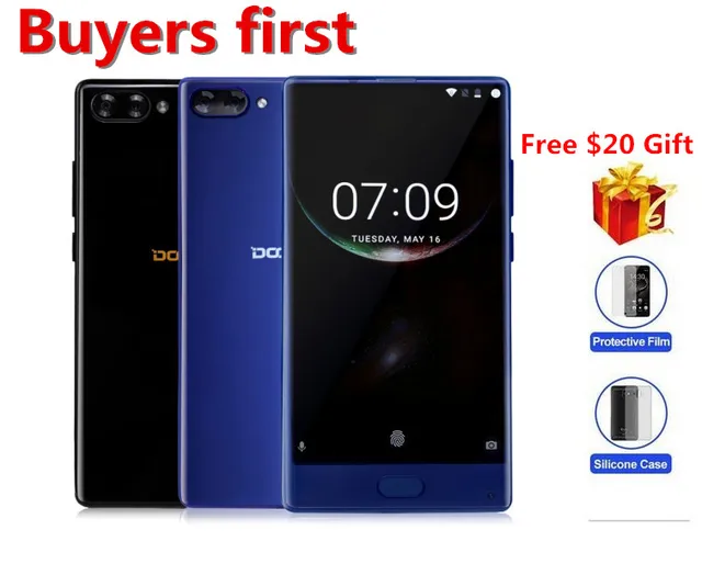 Cheap Doogee Mix Mobile Phone 5.5" Helio P25 Octa Core 4GB/6GB RAM+64GB ROM 8MP+16MP Dual Rear Cam Fingerprint Bezel-less smartphone