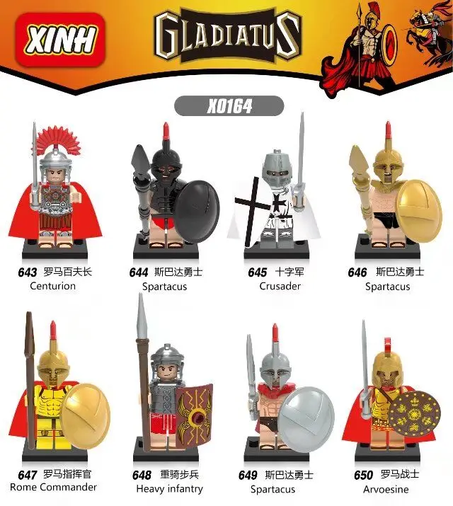 

8pcs Centurion Spartacus Crusader Rome Arvoesine Heavy Infantry Warrior Building Compatible With Lego Figure