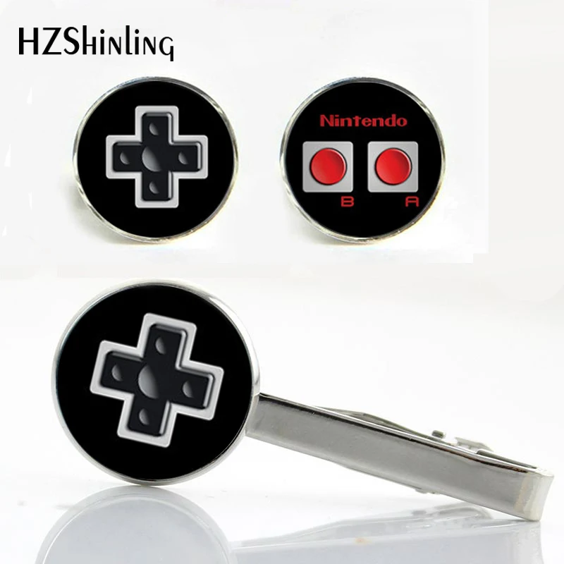 

HZShinling CT--006 Playstation Clips & Cufflinks Video Game Controller Cufflink Tie Clip Round Silver Cuff Links Wholesale