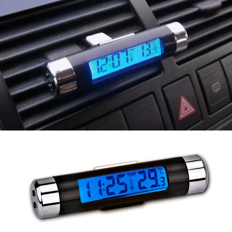 Buy 1pcs Car Thermometer Clock LCD Clip on Digital