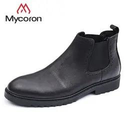 MYCORON модный бренд для мужчин кожаные ботинки мужские Ботильоны популярная повседневная обувь Новый высокое качество открытый Schoenen Mannen