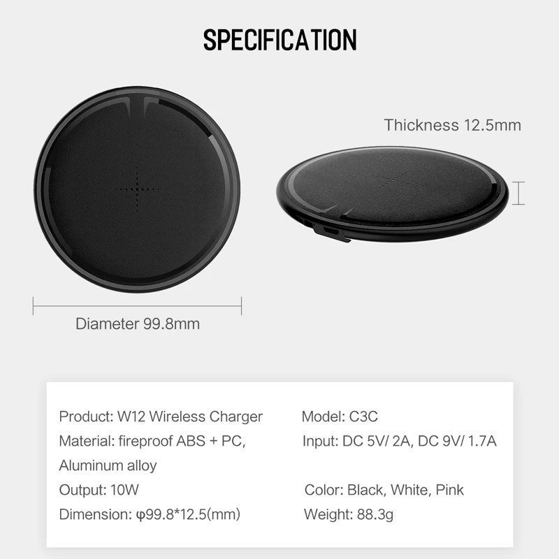 Беспроводное зарядное устройство ROCK W12 для iPhone X 8 plus быстрая зарядка беспроводное