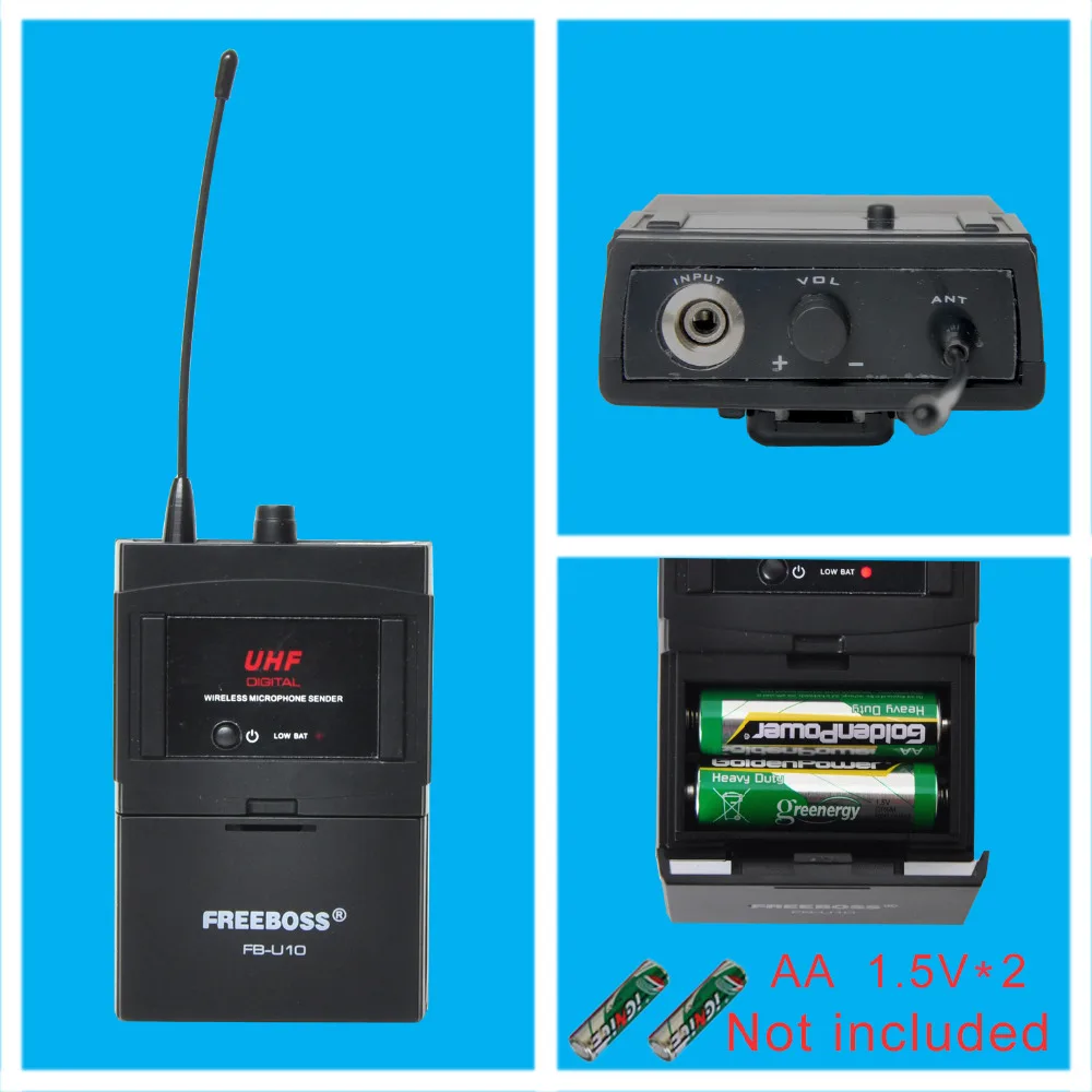 Freeboss FB U10H двухсторонний передатчик цифровой UHF беспроводной микрофон с ручкой +