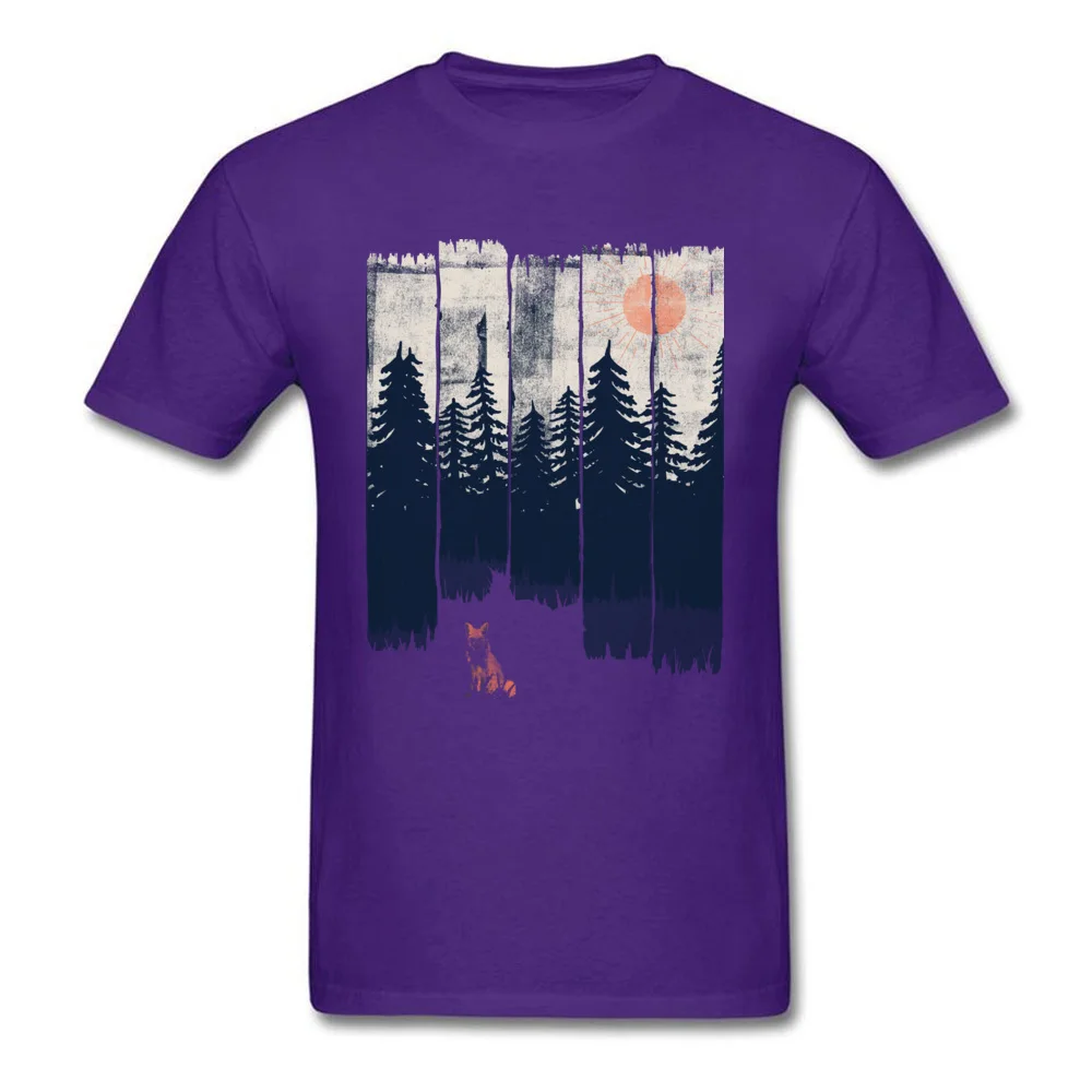 100% Cotton Men Short Sleeve A Fox in the Wild T-Shirt Print Tops T Shirt Family Printed Round Collar Tee Shirts A Fox in the Wild purple