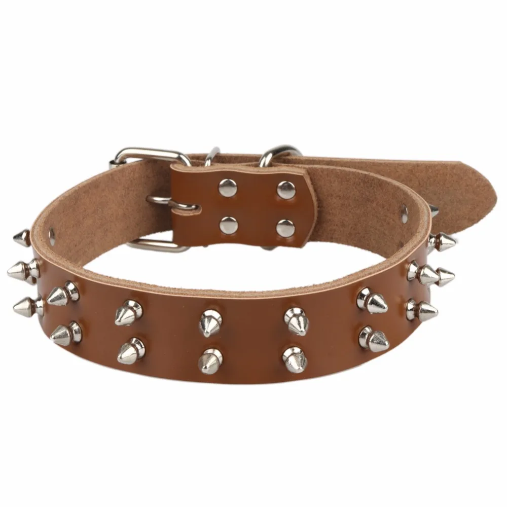 

PipiFren Genuine Leather Spiked Big Dogs Collars Rivet Accessories For A Large Dog Necklace Pets Collar Shop collier chien cuir