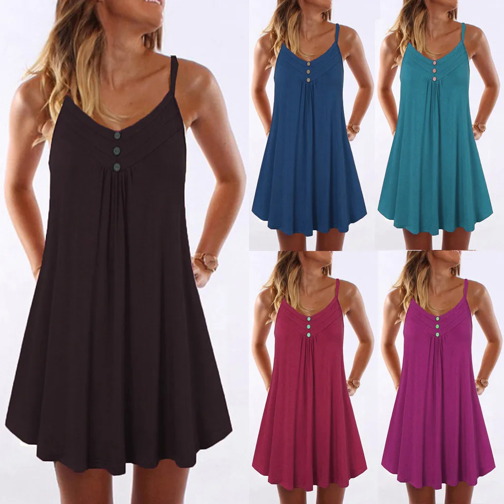 

KLV 5XL Summer Womens Tunic Button V Neck Tops Sleeveless Loose Casual Camis Ladies Clothes Women 2019 haut femme 3.27