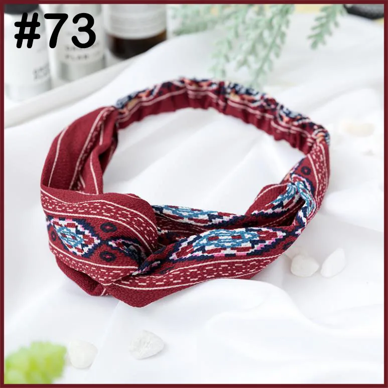 

free shipping 30pcs Women Girls Summer Bohemian Hair Bands Print Headbands Retro Cross Turban Bandage Bandanas HairBands Hair